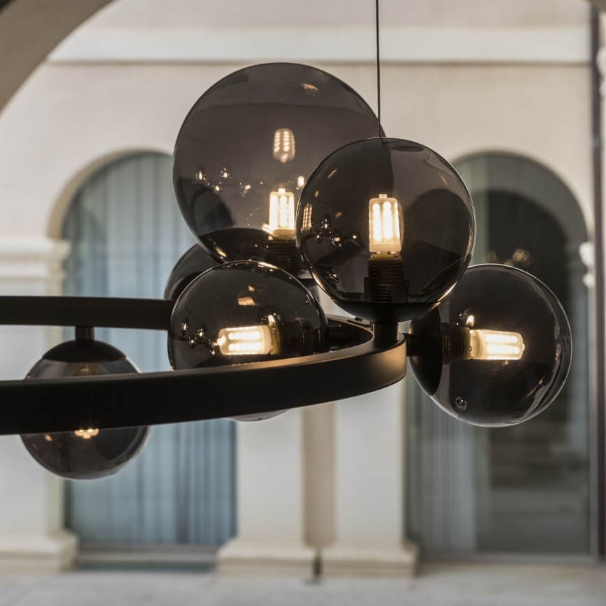 Ideal Lux - LED Lustr na lanku PERLAGE 11xG9/3W/230V pr. 73 cm černá/kouřová