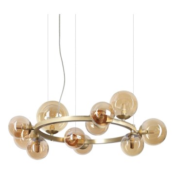 Ideal Lux - LED Lustr na lanku PERLAGE 11xG9/3W/230V pr. 73 cm zlatá/kouřová