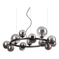 Ideal Lux - LED Lustr na lanku PERLAGE 14xG9/3W/230V pr. 85 cm černá/kouřová černá
