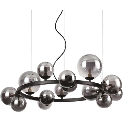 Ideal Lux - LED Lustr na lanku PERLAGE 14xG9/3W/230V pr. 85 cm černá/kouřová