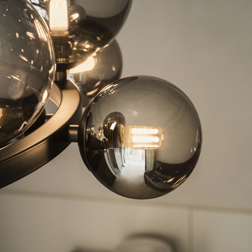 Ideal Lux - LED Lustr na lanku PERLAGE 14xG9/3W/230V pr. 85 cm černá/kouřová