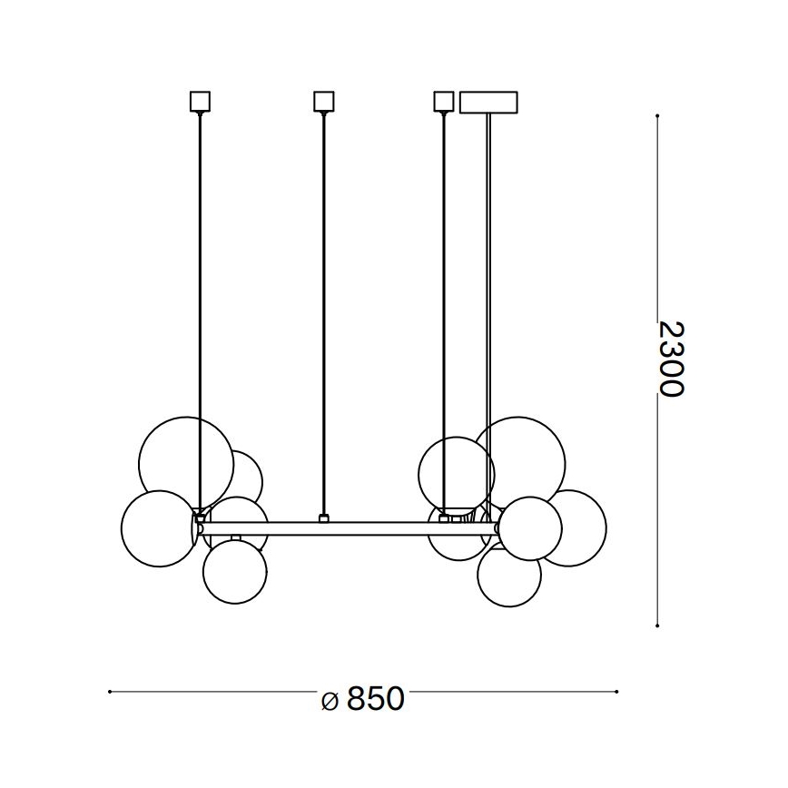 Ideal Lux - LED Lustr na lanku PERLAGE 14xG9/3W/230V pr. 85 cm černá/kouřová