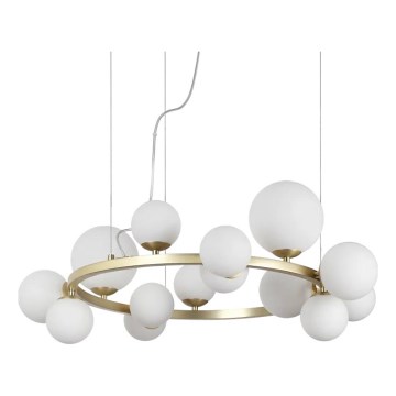 Ideal Lux - LED Lustr na lanku PERLAGE 14xG9/3W/230V pr. 85 cm zlatá/bílá