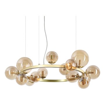 Ideal Lux - LED Lustr na lanku PERLAGE 14xG9/3W/230V pr. 85 cm zlatá/kouřová