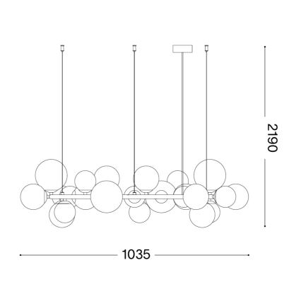 Ideal Lux - LED Lustr na lanku PERLAGE 25xG9/3W/230V 110 cm zlatá/kouřová béžová