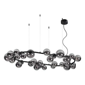 Ideal Lux - LED Lustr na lanku PERLAGE 30xG9/3W/230V 143 cm černá/kouřová černá