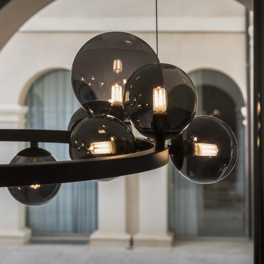 Ideal Lux - LED Lustr na lanku PERLAGE 30xG9/3W/230V 143 cm černá/kouřová černá