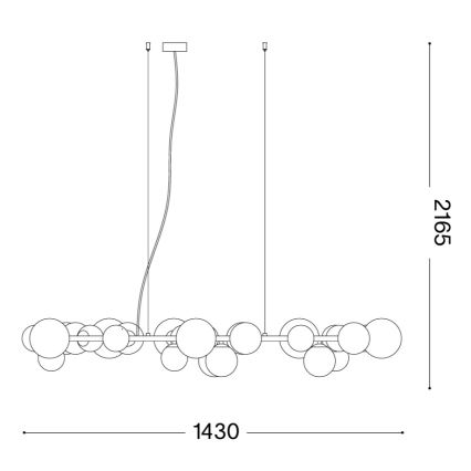 Ideal Lux - LED Lustr na lanku PERLAGE 30xG9/3W/230V 143 cm zlatá/kouřová béžová