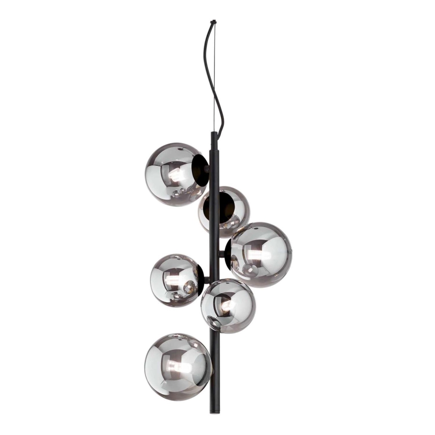 Ideal Lux - LED Lustr na lanku PERLAGE 6xG9/3W/230V pr. 26 cm černá/kouřová