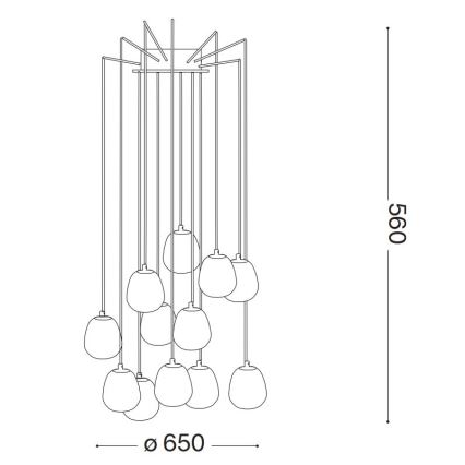 Ideal Lux - LED Lustr na lanku RHAPSODY 12xG9/3W/230V mosaz