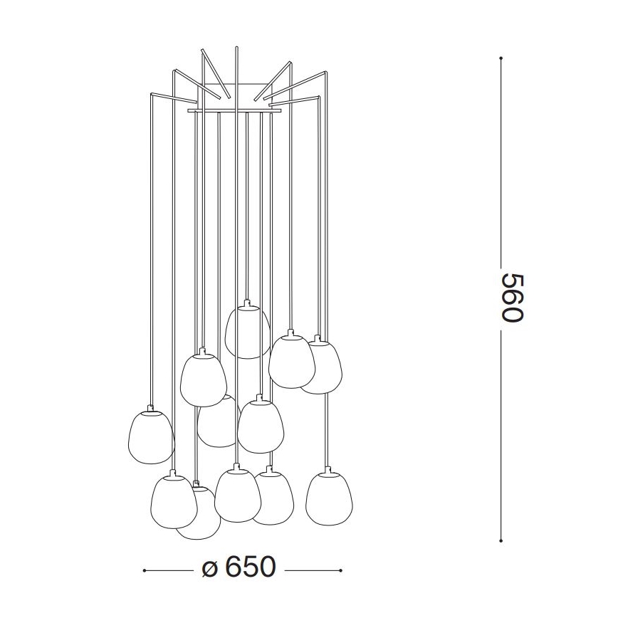 Ideal Lux - LED Lustr na lanku RHAPSODY 12xG9/3W/230V mosaz