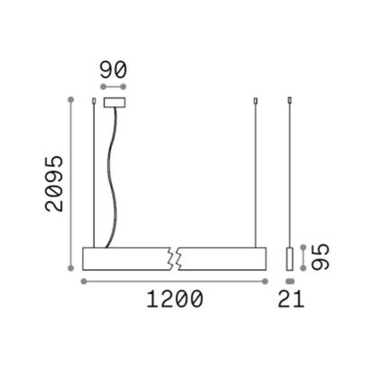 Ideal Lux - LED Lustr na lanku STEEL LED/29W/230V 4000K CRI 90 120 cm černá