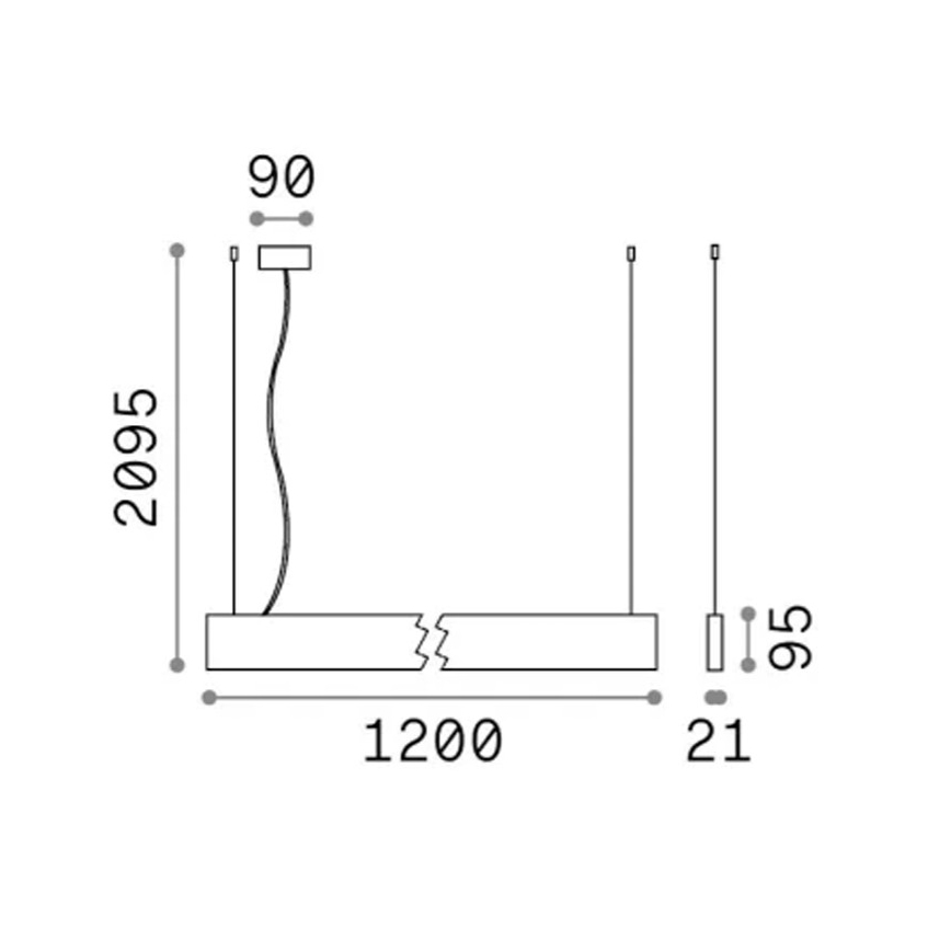 Ideal Lux - LED Lustr na lanku STEEL LED/29W/230V 4000K CRI 90 120 cm černá