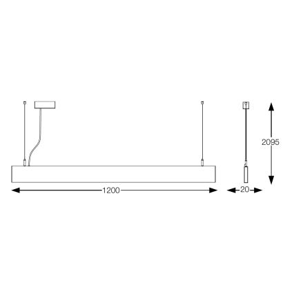 Ideal Lux - LED Lustr na lanku STEEL LED/29W/230V 4000K CRI 90 120 cm černá