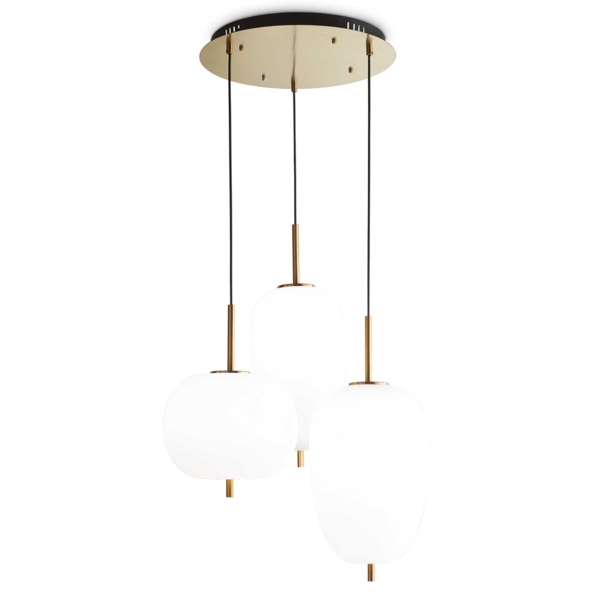 Ideal Lux - LED Lustr na lanku UMILE LED/55W/230V pr. 63 cm CRI 90 mosaz/bílá