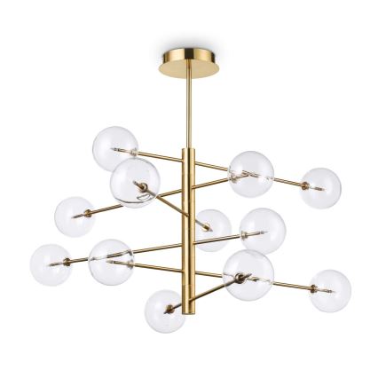 Ideal Lux - LED Lustr na tyči EQUINOXE 12xG4/2W/230V pr. 124 cm mosaz/čirá
