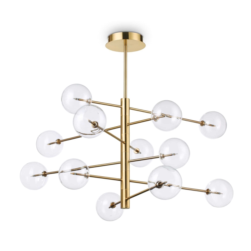 Ideal Lux - LED Lustr na tyči EQUINOXE 12xG4/2W/230V pr. 124 cm mosaz/čirá