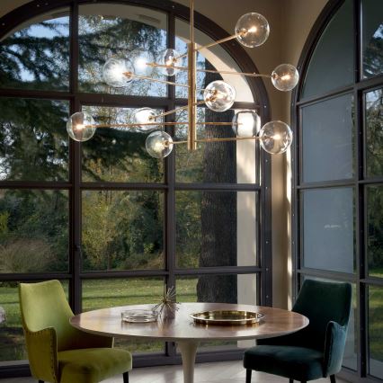 Ideal Lux - LED Lustr na tyči EQUINOXE 12xG4/2W/230V pr. 124 cm mosaz/čirá