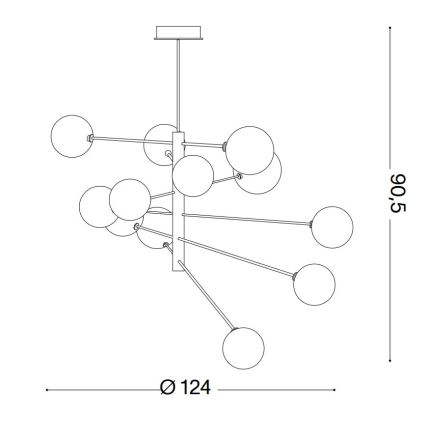 Ideal Lux - LED Lustr na tyči EQUINOXE 12xG4/2W/230V pr. 124 cm mosaz/čirá