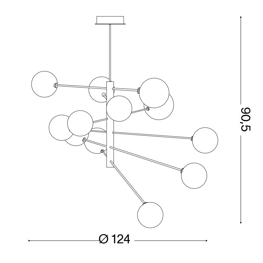 Ideal Lux - LED Lustr na tyči EQUINOXE 12xG4/2W/230V pr. 124 cm mosaz/čirá