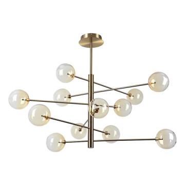 Ideal Lux - LED Lustr na tyči EQUINOXE 12xG4/2W/230V pr. 128,1 cm mosaz/kouřová
