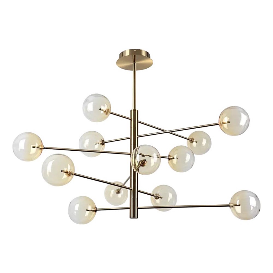 Ideal Lux - LED Lustr na tyči EQUINOXE 12xG4/2W/230V pr. 128,1 cm mosaz/kouřová