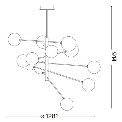 Ideal Lux - LED Lustr na tyči EQUINOXE 12xG4/2W/230V pr. 128,1 cm mosaz/kouřová