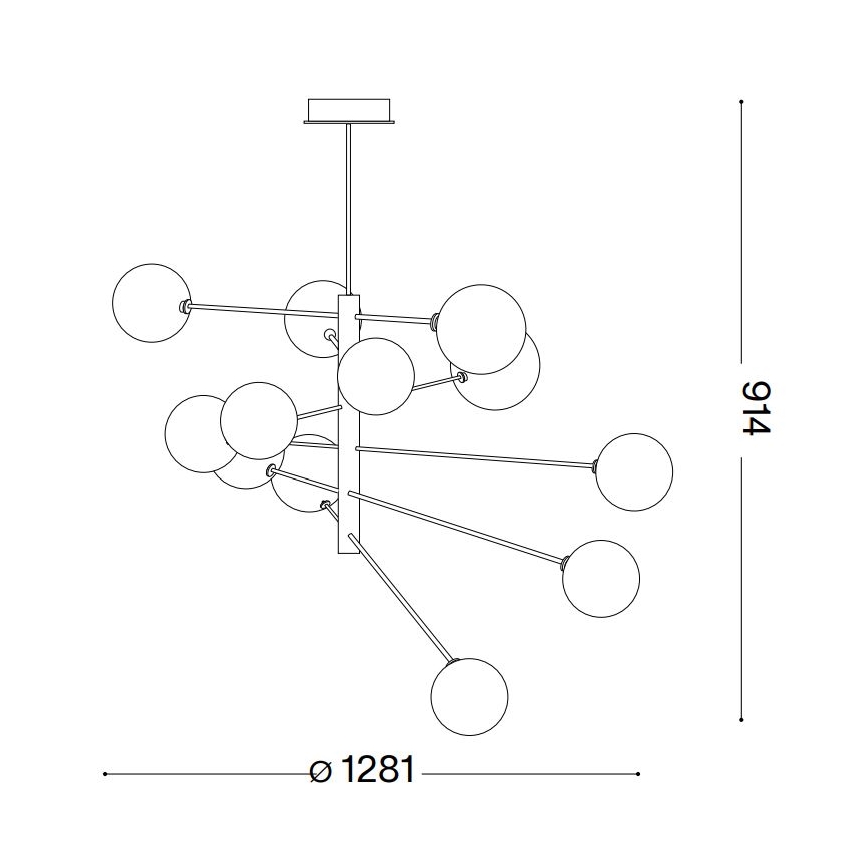 Ideal Lux - LED Lustr na tyči EQUINOXE 12xG4/2W/230V pr. 128,1 cm mosaz/kouřová