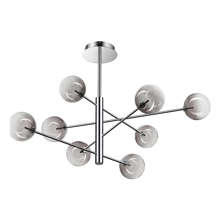 Ideal Lux - LED Lustr na tyči EQUINOXE 8xG4/2W/230V pr. 128 cm lesklý chrom/kouřová