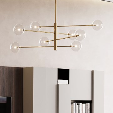 Ideal Lux - LED Lustr na tyči EQUINOXE 8xG4/2W/230V pr. 128 cm mosaz/čirá