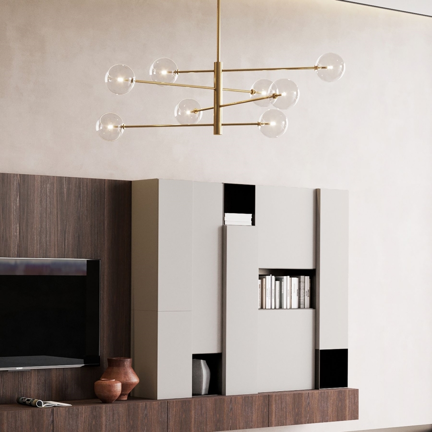 Ideal Lux - LED Lustr na tyči EQUINOXE 8xG4/2W/230V pr. 128 cm mosaz/čirá