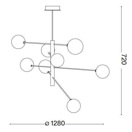 Ideal Lux - LED Lustr na tyči EQUINOXE 8xG4/2W/230V pr. 128 cm mosaz/čirá