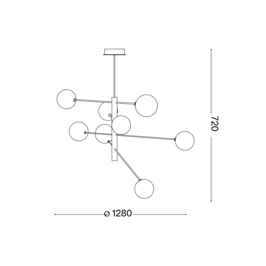Ideal Lux - LED Lustr na tyči EQUINOXE 8xG4/2W/230V pr. 128 cm mosaz/čirá