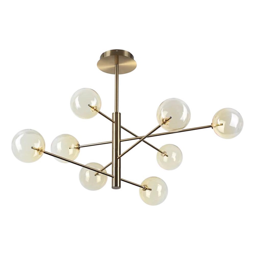 Ideal Lux - LED Lustr na tyči EQUINOXE 8xG4/2W/230V pr. 128 cm mosaz/kouřová