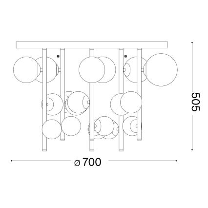 Ideal Lux - LED Lustr na tyči PERLAGE 18xG9/3W/230V pr. 70 cm černá/kouřová