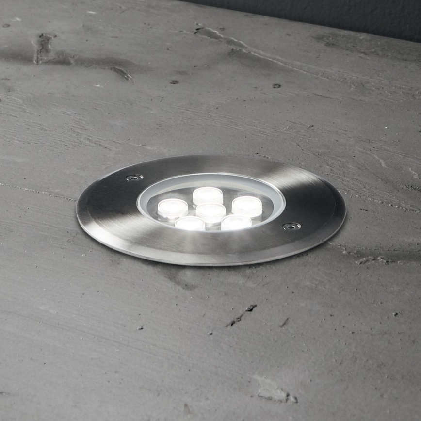 Ideal Lux - LED Nájezdové svítidlo FLOOR LED/6W/230V pr. 12 cm CRI 90 IP67 lesklý chrom