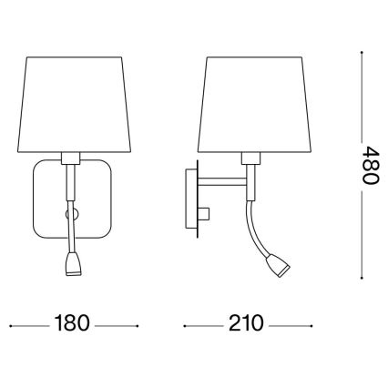 Ideal Lux - LED Flexibilní nástěnná lampa NORDIK 1xE14/40W + LED/1,5W/230V