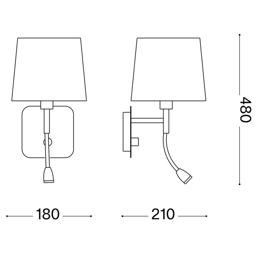 Ideal Lux - LED Flexibilní nástěnná lampa NORDIK 1xE14/40W + LED/1,5W/230V