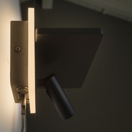 Ideal Lux - LED Nástěnné bodové svítidlo PIANO LED/10W/230V CRI 90 USB černá