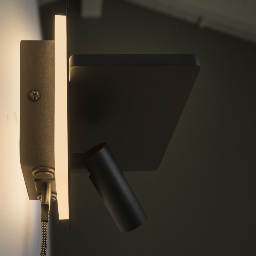 Ideal Lux - LED Nástěnné bodové svítidlo PIANO LED/10W/230V CRI 90 USB černá