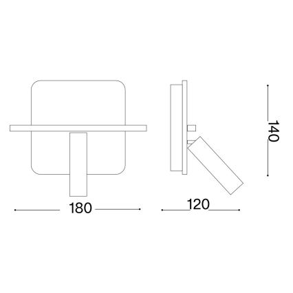 Ideal Lux - LED Nástěnné bodové svítidlo PIANO LED/11,5W/230V USB černá