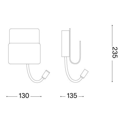 Ideal Lux - LED Nástěnné bodové svítidlo s flexibilní lampičkou PROBE LED/9,5W/230V USB CRI 90 bílá