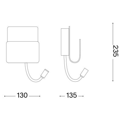 Ideal Lux - LED Nástěnné bodové svítidlo s flexibilní lampičkou PROBE LED/9,5W/230V USB CRI 90 černá