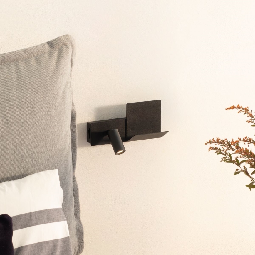 Ideal Lux - LED Nástěnné svítidlo KOMODO LED/4,5W/230V USB CRI 90 černá