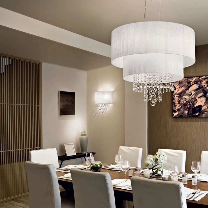 Ideal Lux - LED Křišťálové nástěnné svítidlo OPERA 2xE14/40W/230V + LED/1W bílá