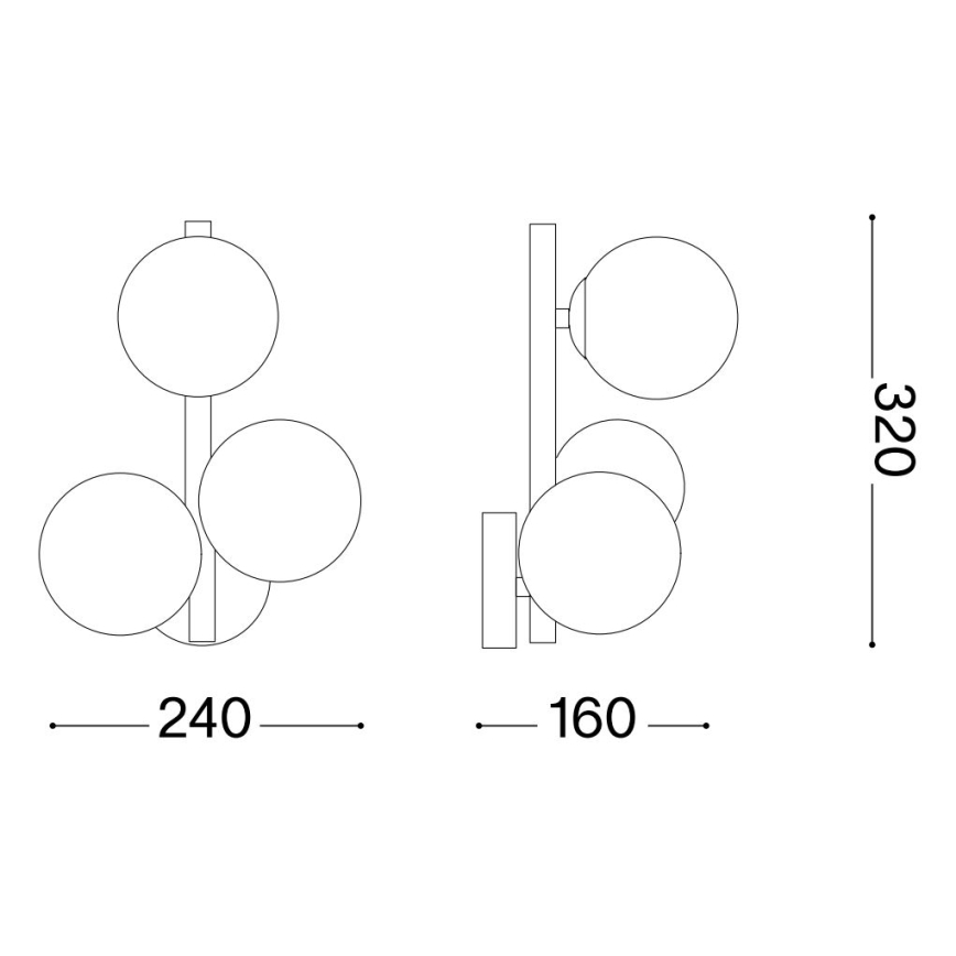 Ideal Lux - LED Nástěnné svítidlo PERLAGE 3xG9/3W/230V černá/kouřová