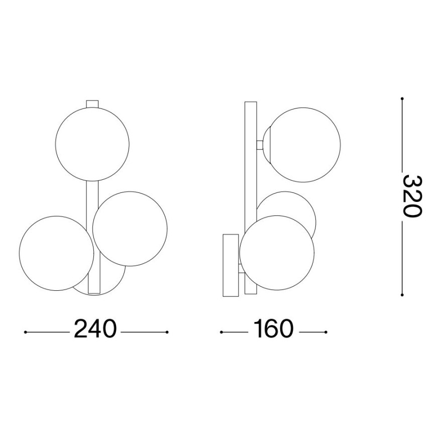 Ideal Lux - LED Nástěnné svítidlo PERLAGE 3xG9/3W/230V zlatá/kouřová