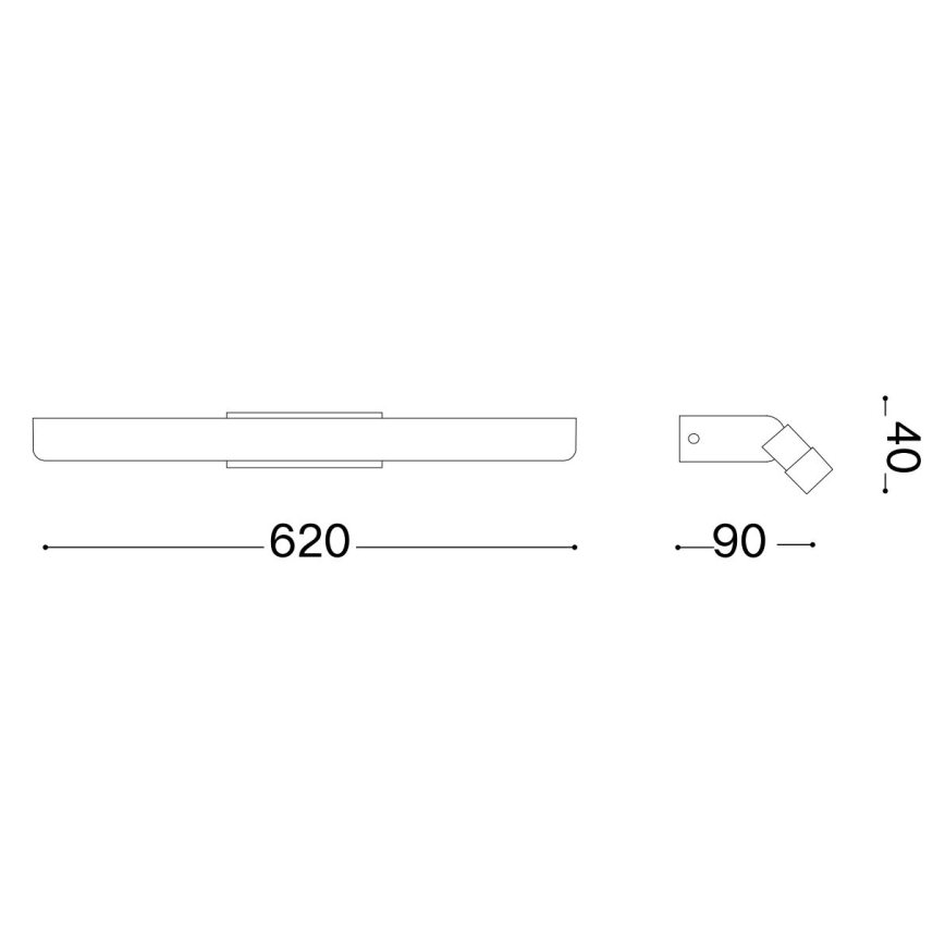 Ideal Lux - LED Koupelnové osvětlení zrcadla RIFLESSO LED/16W/230V 62 cm CRI 90 IP54 černá