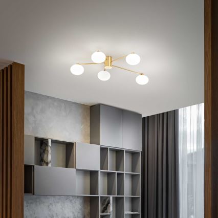 Ideal Lux - LED Přisazený lustr HERMES 5xG9/3W/230V pr. 90 cm zlatá