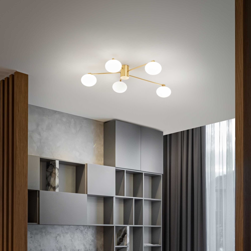 Ideal Lux - LED Přisazený lustr HERMES 5xG9/3W/230V pr. 90 cm zlatá
